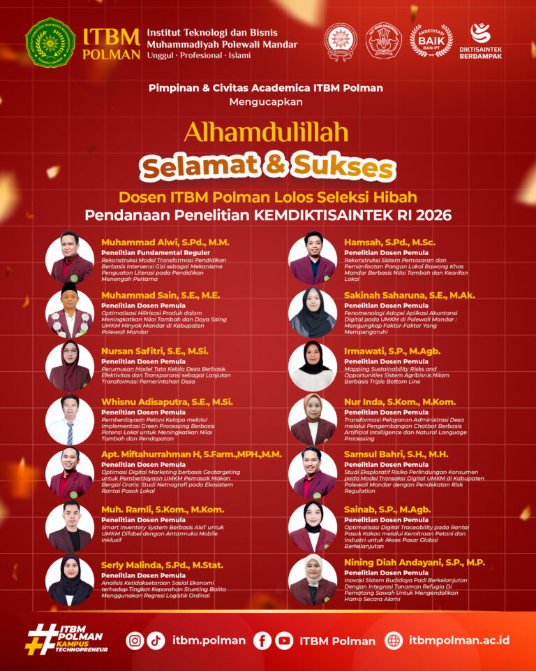 Prestasi Membanggakan! 14 Dosen ITBM Polman Berhasil Lolos Seleksi Hibah Penelitian KEMDIKTISAINTEK RI 2026